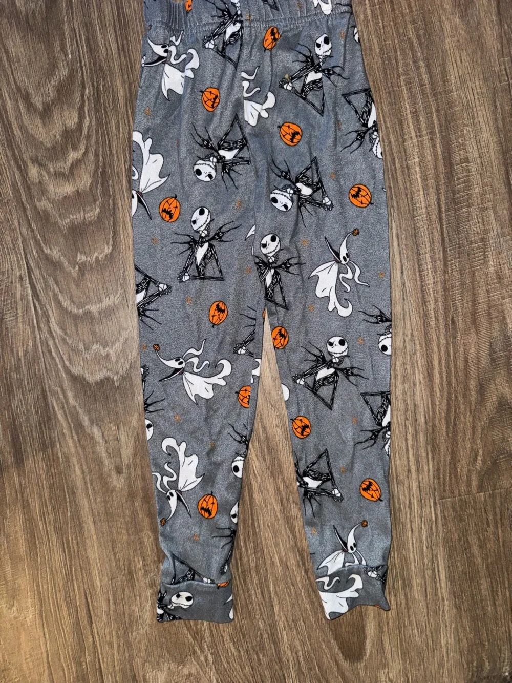Kids Gray Halloween Jack Skellington Print Leggings